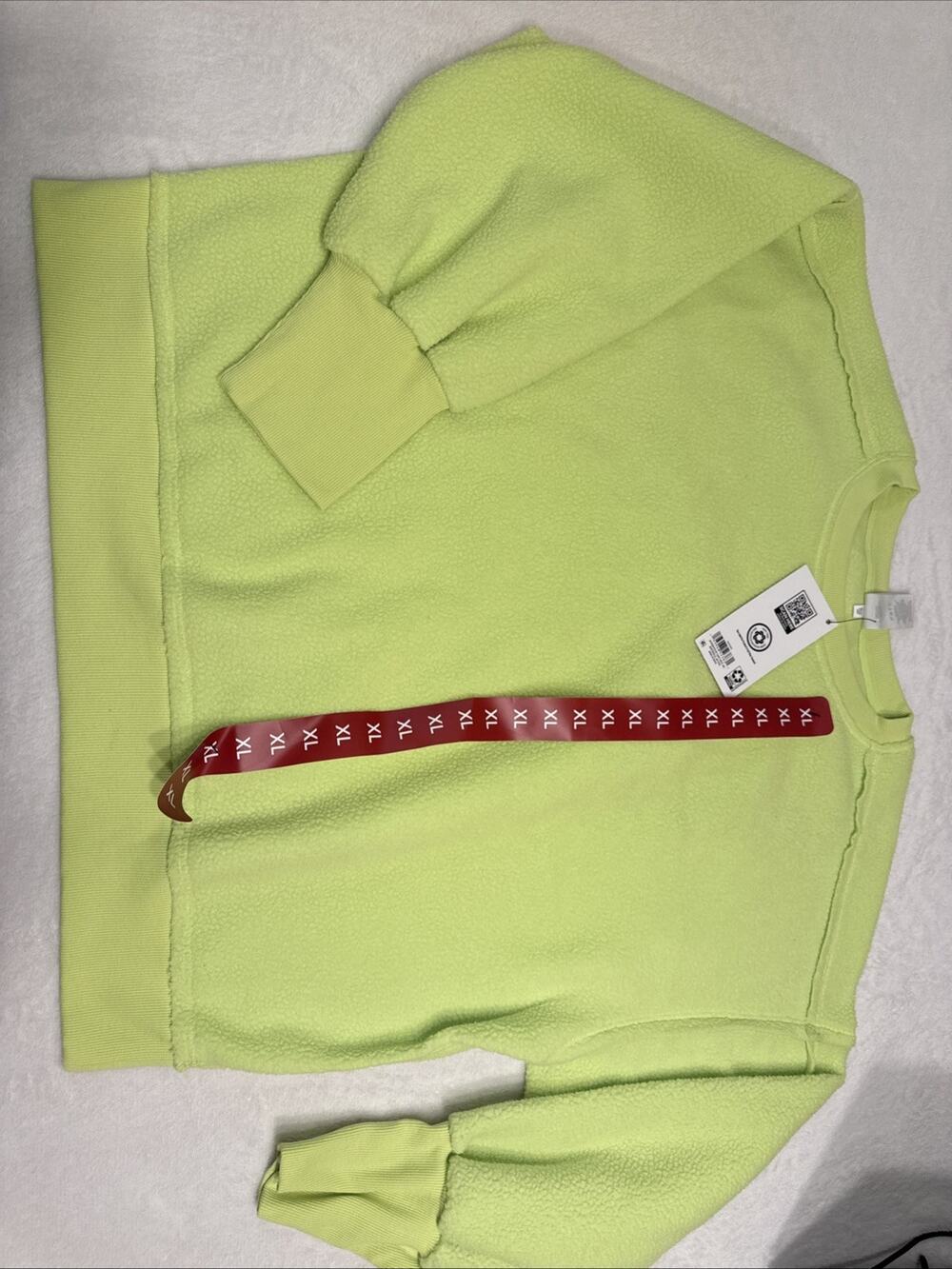Members Mark Women’s Cozy Crew Lime Green Relaxed Fit Ultra Soft Fleece Size XL